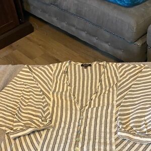 Massimo Dutti Striped Blouse in Cream and Black